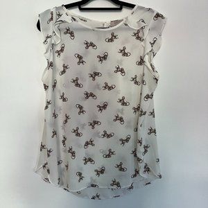 LOFT Outlet Tiger Blouse with Ruffle Details - Size L